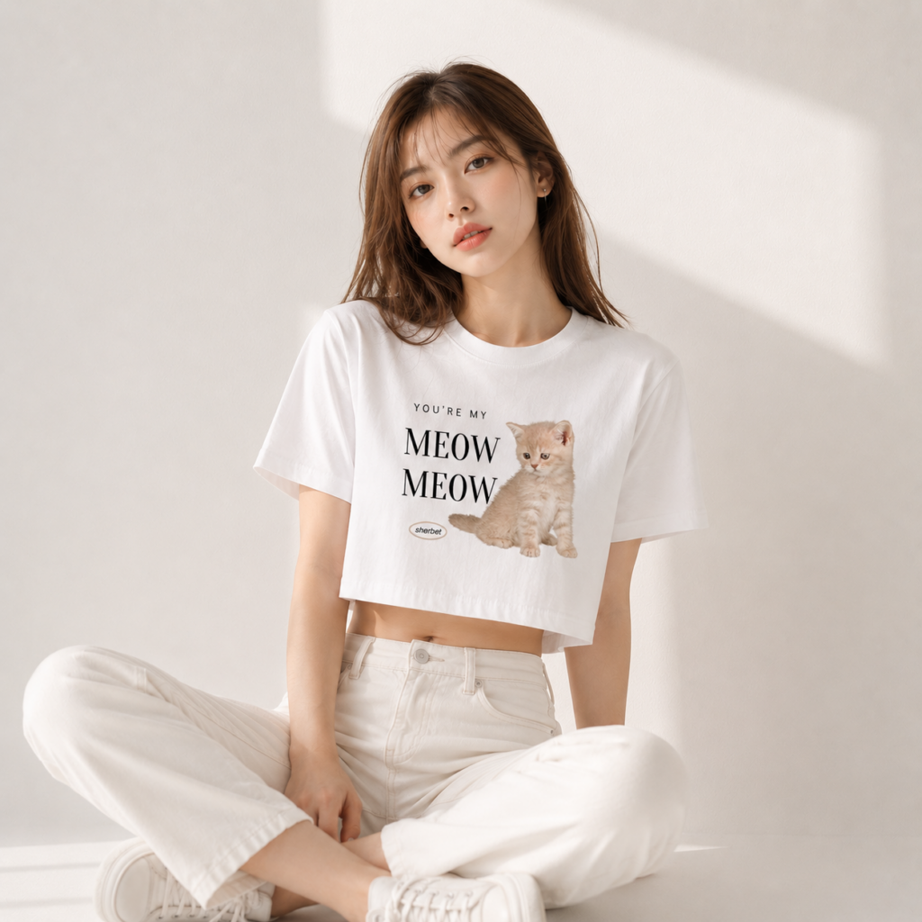 เสื้อยืด T-shirt .✦ ݁˖ 𝒀𝒐𝒖’𝒓𝒆 𝒎𝒚 𝑴𝒆𝒐𝒘 𝒎𝒆𝒐𝒘- Cotton