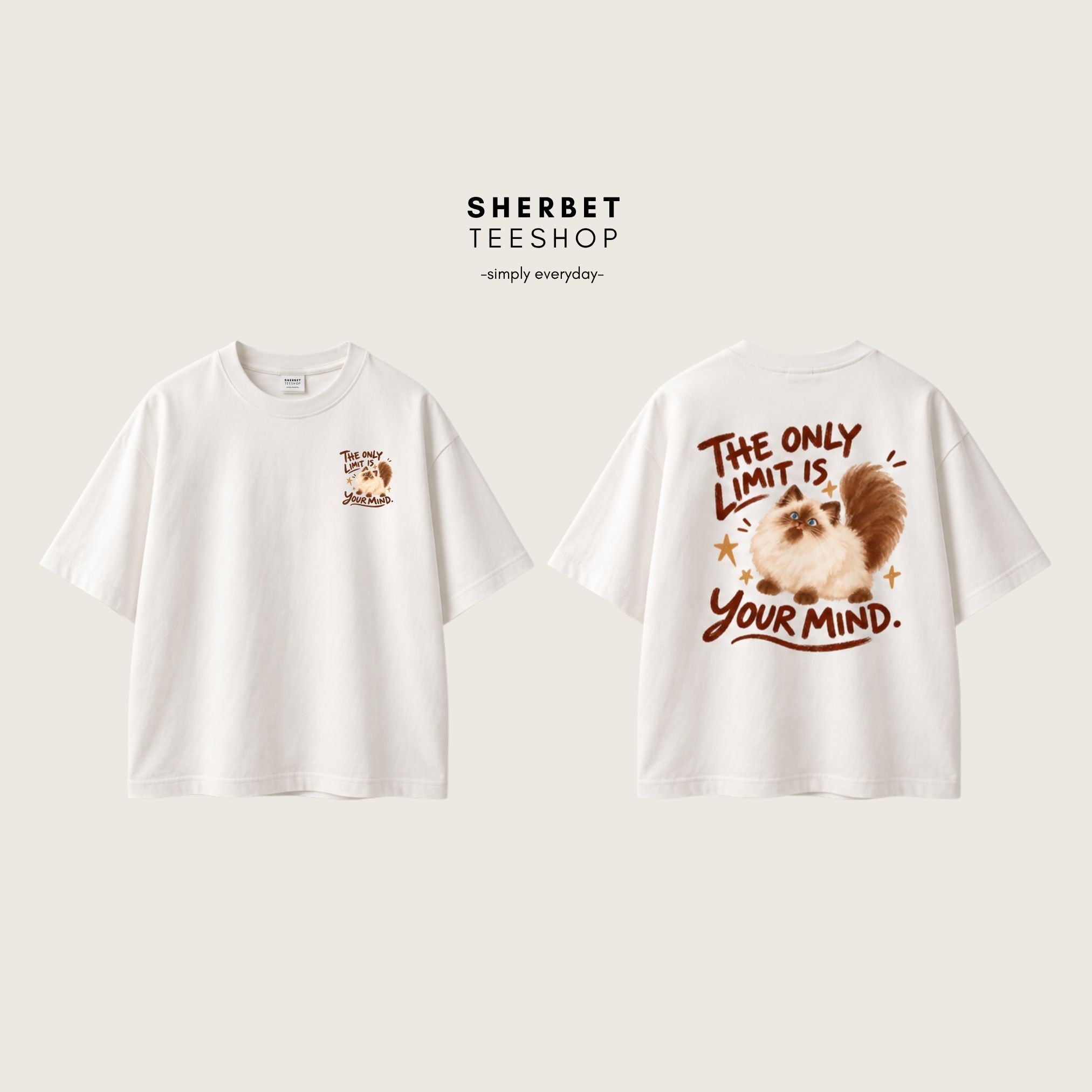 T-shirt Oversize : Cat / your mind 🤎 - Image 1
