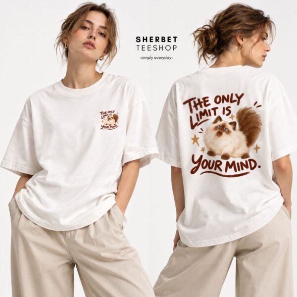 T-shirt Oversize : Cat / your mind 🤎 - Image 4