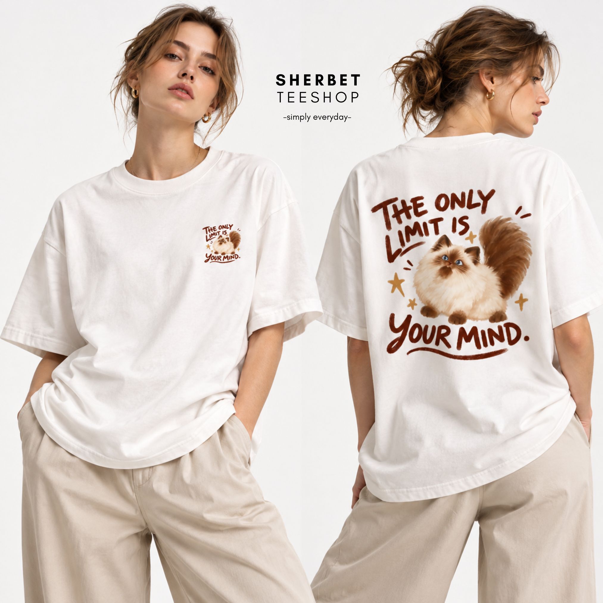 T-shirt Oversize : Cat / your mind 🤎 - Image 4